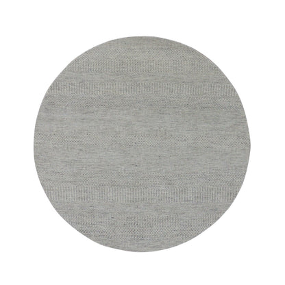 Rug 5'x5' Perfect Gray Undyed Wool Hand Knotted Grass Design Round