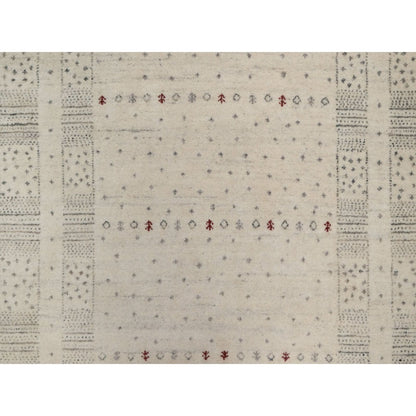 5'X7'10" Ivory Lori Buft Modern Striae Design Pure Wool Hand Knotted Rug