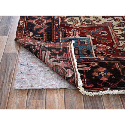 8'4"X10'2" Blush Red Vintage Zoroastrian Heris Hand Knotted Pure Wool Rug