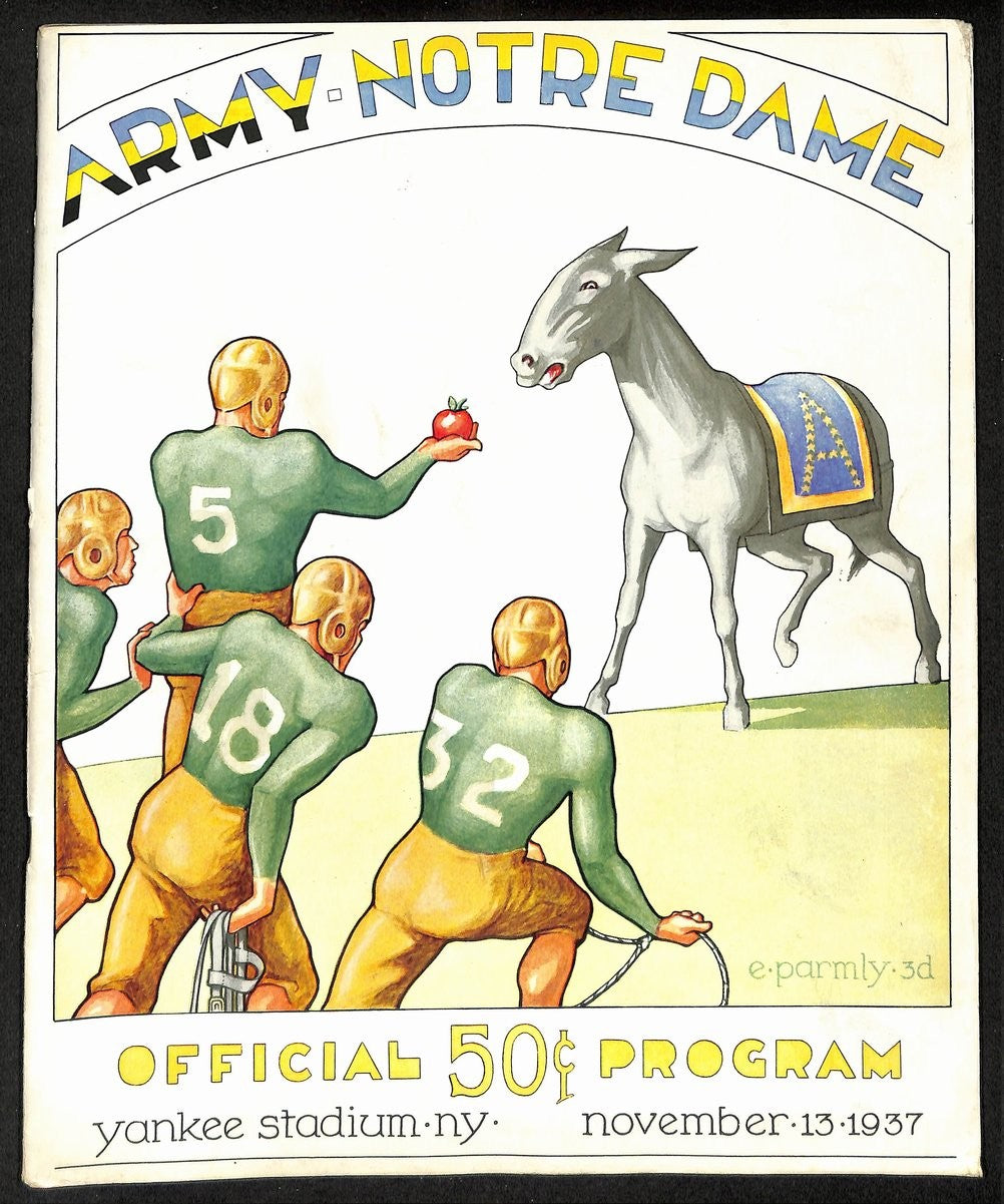 1937 Army Vs Notre Dame Vintage College Football Game Program 195836