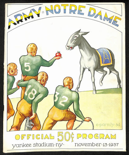 1937 Army Vs Notre Dame Vintage College Football Game Program 195836