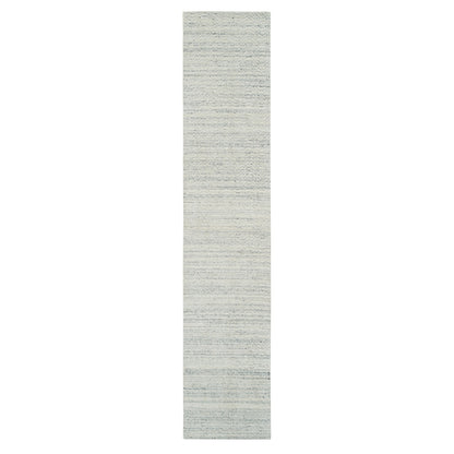 2'5"X12' Beige Modern Design Hand Loomed Natural Wool Runner Rug