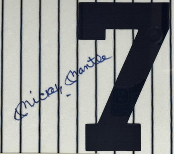 Mickey Mantle Autographed N.Y. Yankees Jersey Swatch Framed (Beckett&Jsa)