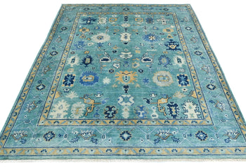 Handmade Blue Kazak Pakistan Rug Floral Modern