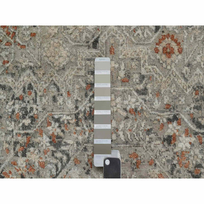 7'9"X10' Gray Broken And Erased Mamluk Design Hand Knotted 100% Wool Rug
