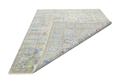 Hand-Knotted Gray Floral Chobi Oriental Rug