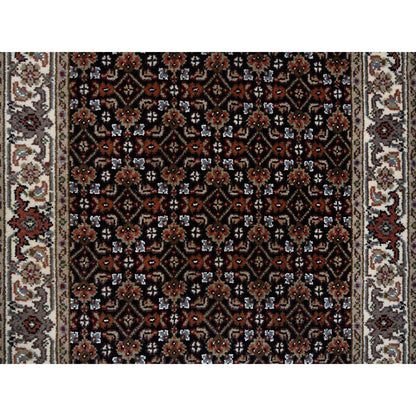 2'5"X20' Black Hand Knotted 175 Kpsi Wool And Silk Herrita Xl Runner Rug
