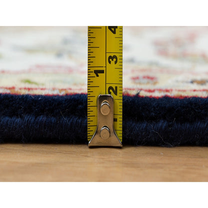 6'3"X6'3" Blue 250 Kpsi Natural Wool Hand Knotted Nain Design Square Rug