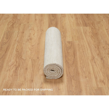 2'6"X5'10" White Lori Buft Gabbeh Pure Wool Hand Knotted Runner Rug