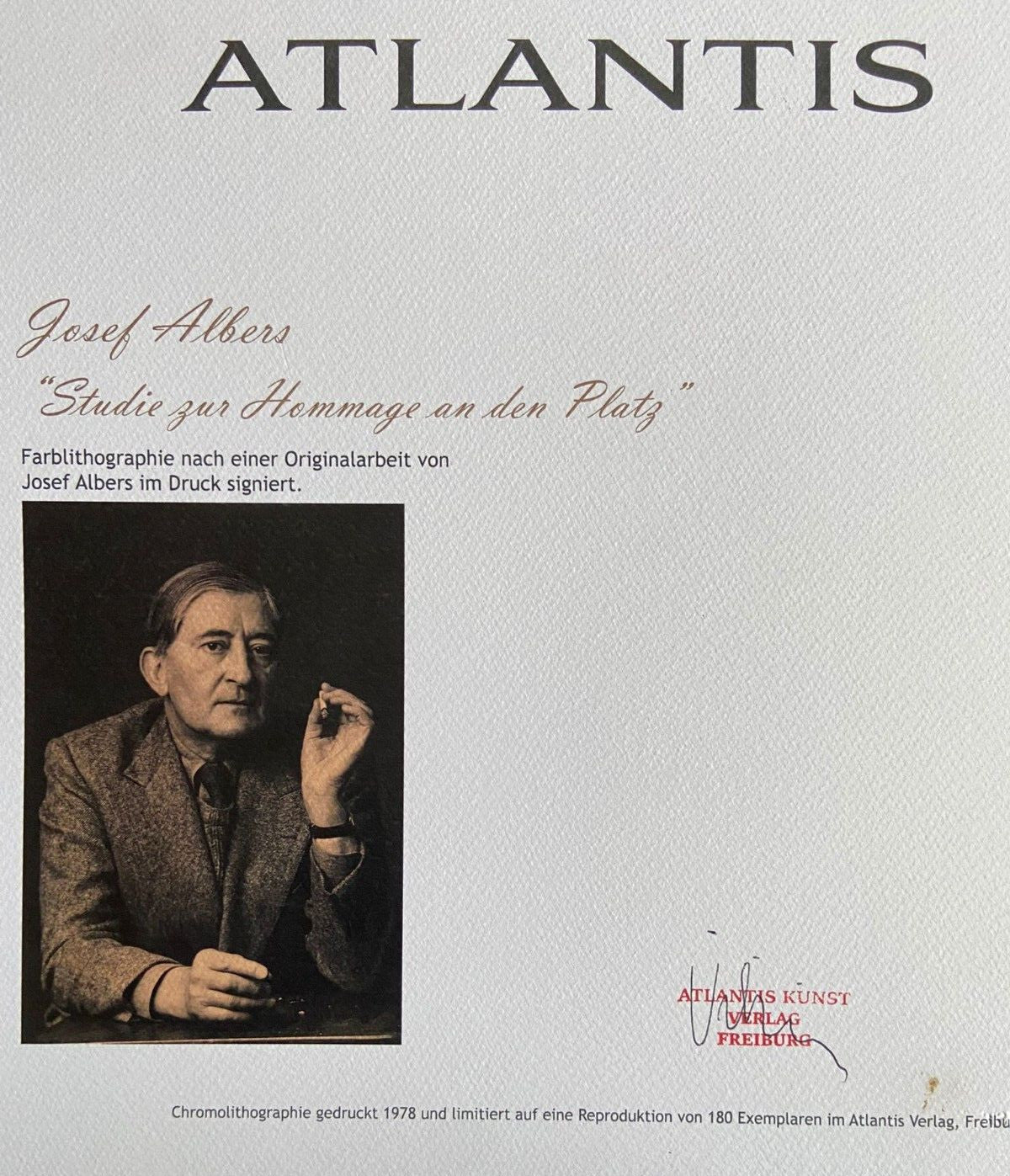 Josef Albers Lithograph Coa Signed Op Numbered 180 Piet Mondrian