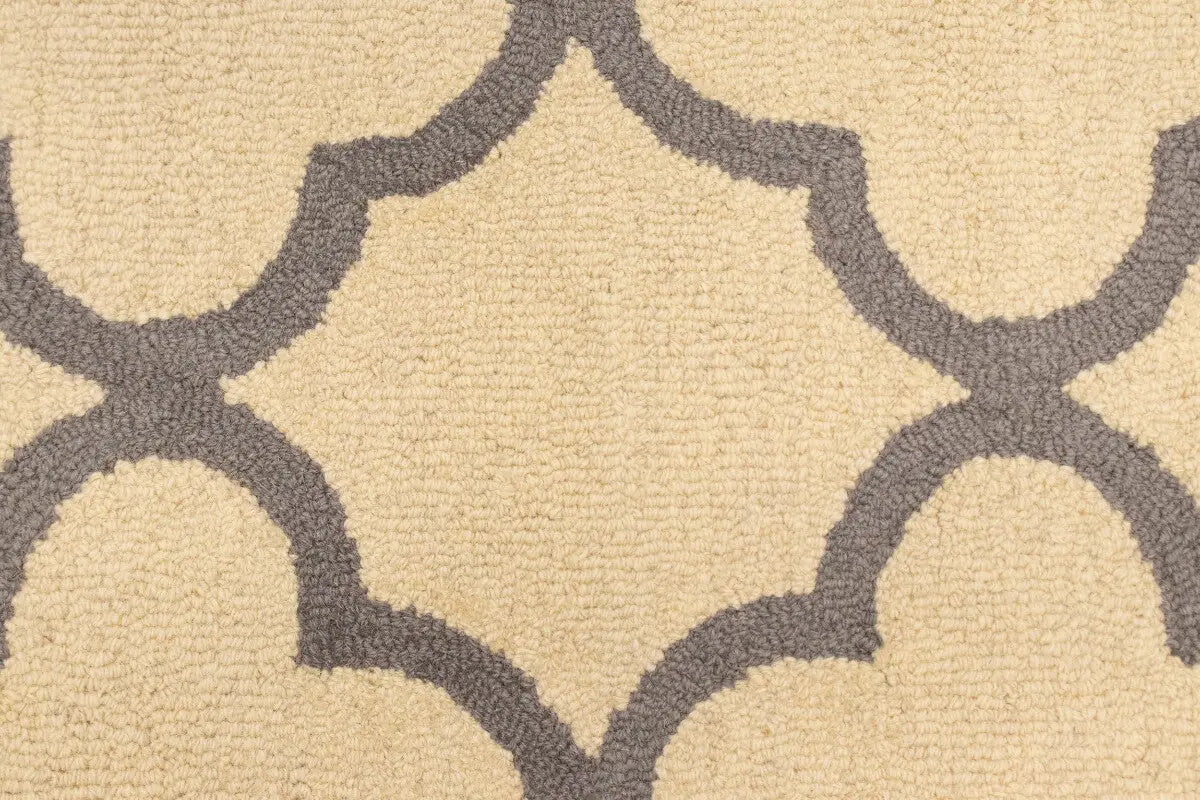 5X8 Ft Hand-Tufted Cream & Taupe Wool Rug Modern