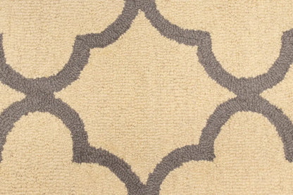 5X8 Ft Hand-Tufted Cream & Taupe Wool Rug Modern