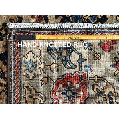 3'X13'10" Tan Brown All Over Design Soft Wool Hand Knotted Runner Rug