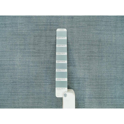 9'X11'10" Gray Loom Knotted Plain Wool And Plant Based Silk Oriental Rug