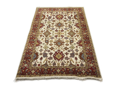 Cream Oushak Chobi Oriental Rug Handmade Large Floral Room Dcor Carpet 4X6 ft