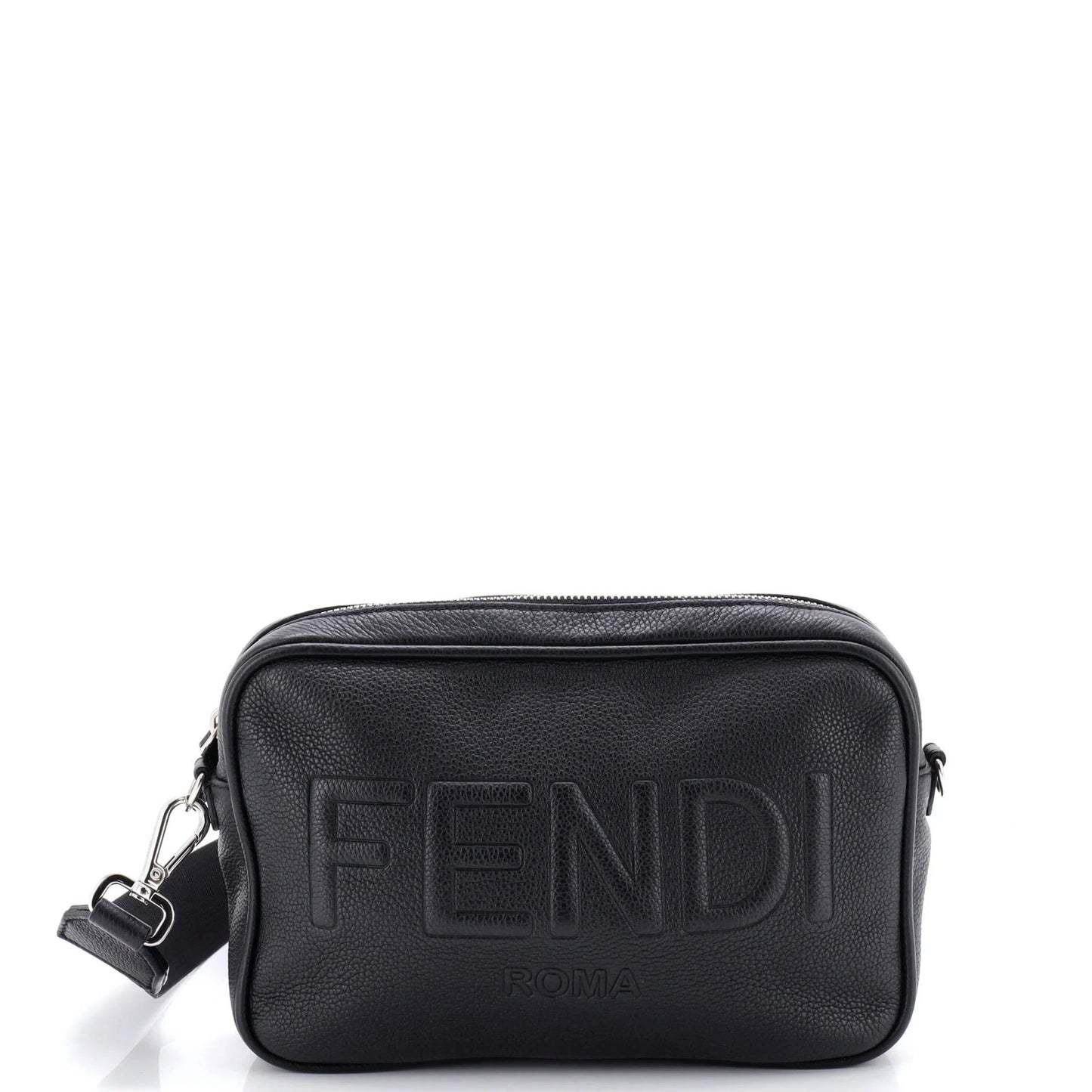 Fendi Logo Camera Bag Embossed Leather
