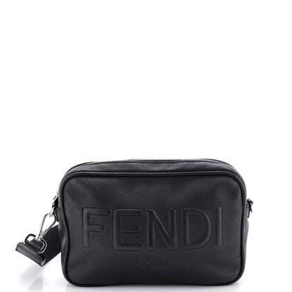 Fendi Logo Camera Bag Embossed Leather