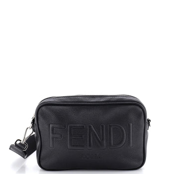 Fendi Logo Camera Bag Embossed Leather