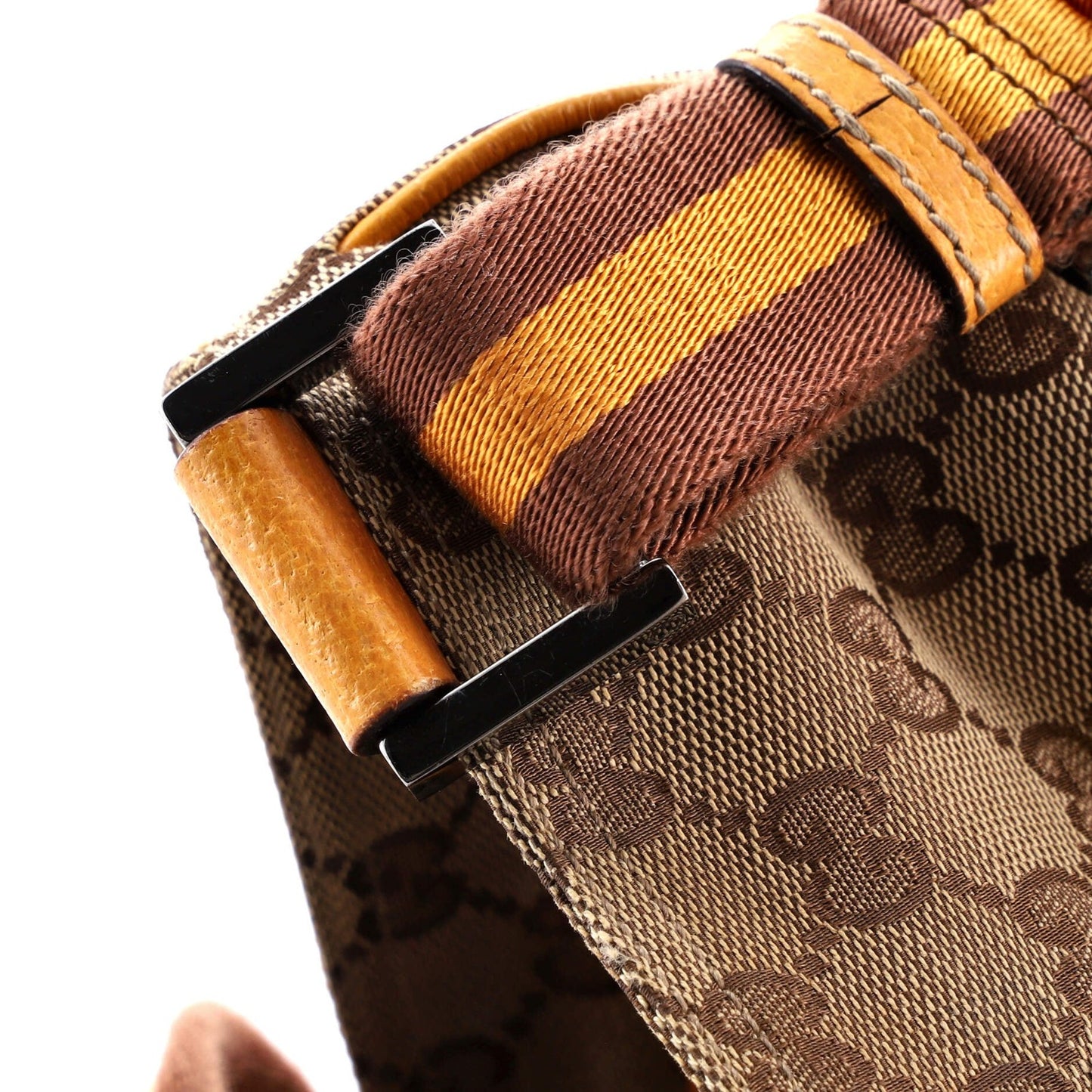 Gucci Web Strap Zip Messenger Bag Gg Canvas Small