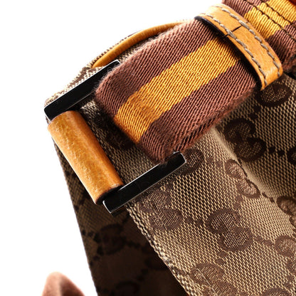 Gucci Web Strap Zip Messenger Bag Gg Canvas Small