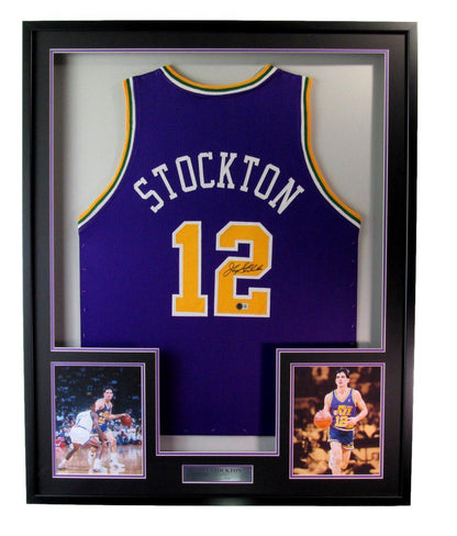 John Stockton Autographed Jersey Utah Jazz Framed