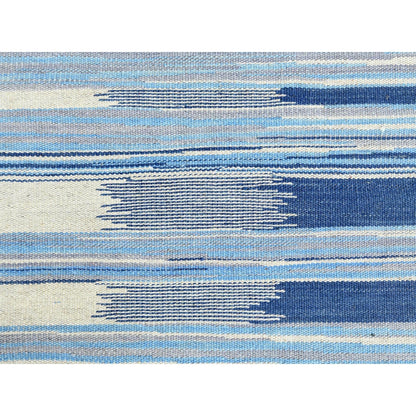 10'5"X13'10" Hand Woven Flat Weave Kilim Pure Nomadic Stripe Design Rug