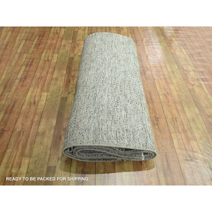 8'X10' Stone Gray Modern Grass Design Wool And Silk Hand Knotted Rug