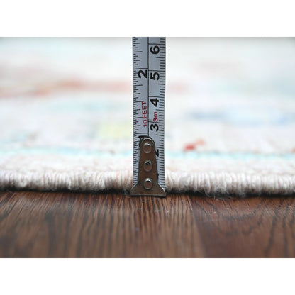 4'X6'2" Crepe Pink Anatolian Village Inspired Pure Wool Hand Knotted Rug