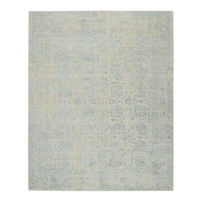 8'1"X10' Gray Jacquard Hand Loomed Wool And Silk Tebraz Design Rug