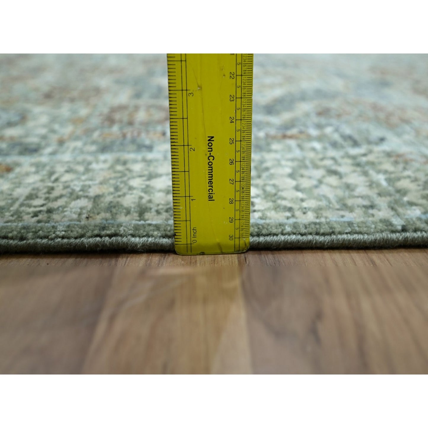 3'1"X5' Mint Green Hand Knotted Rug Pure Wool Pre Historic Mamluk Design