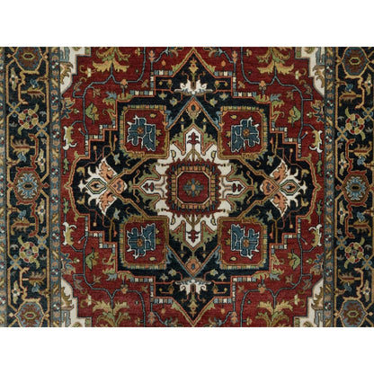 5'X7'2" Red Hand Knotted Wool Rug Antiqued Fine Heris Revival Oriental