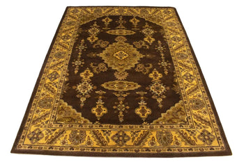 Hand-Tufted Dark Brown Classic Floral Rug