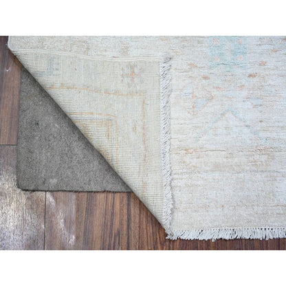 3'X4'9" Cascading White Hand Knotted White Wash Peshawar Oriental Rug