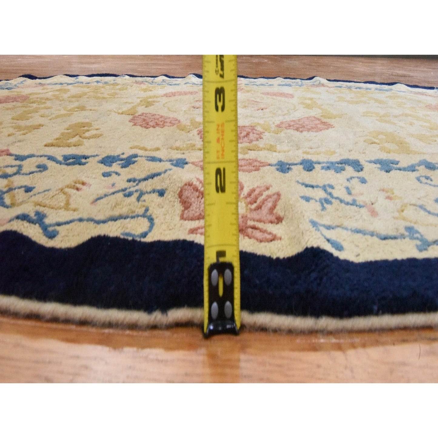 4'x6'9" Brown Antique Chinese Peking Oval Shape Wool Hand Knotted Rug