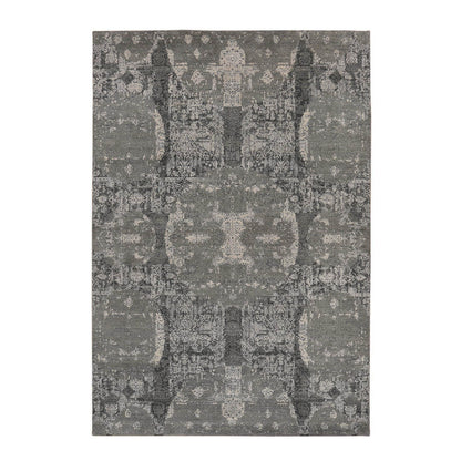 6'1"X9'2" Sonic Gray Jewelry Design Wool And Silk Hand Knotted Modern Rug