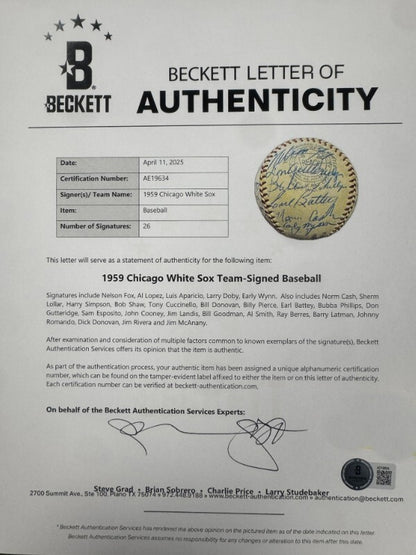 1959 Chicago White Sox Team Signed Baseball (26)