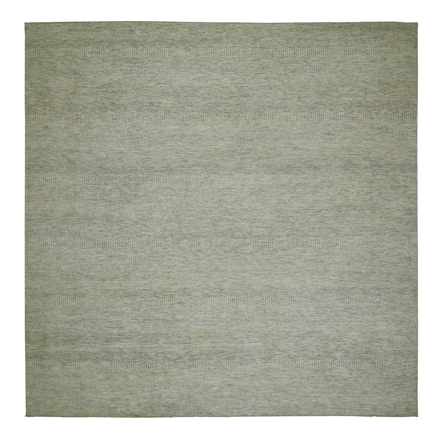 Rug 12'x12' Ivory Wool Modern Square Grass Design Hand Knotted Oriental