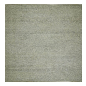 Rug 12'x12' Ivory Wool Modern Square Grass Design Hand Knotted Oriental