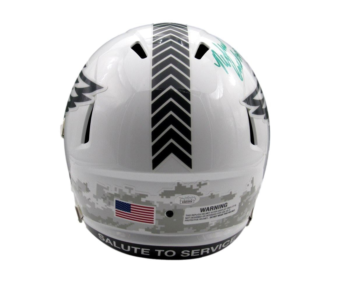 Nolan Smith Signed Full Size Replica Salute To Service Helmet Eagles Jsa 193471