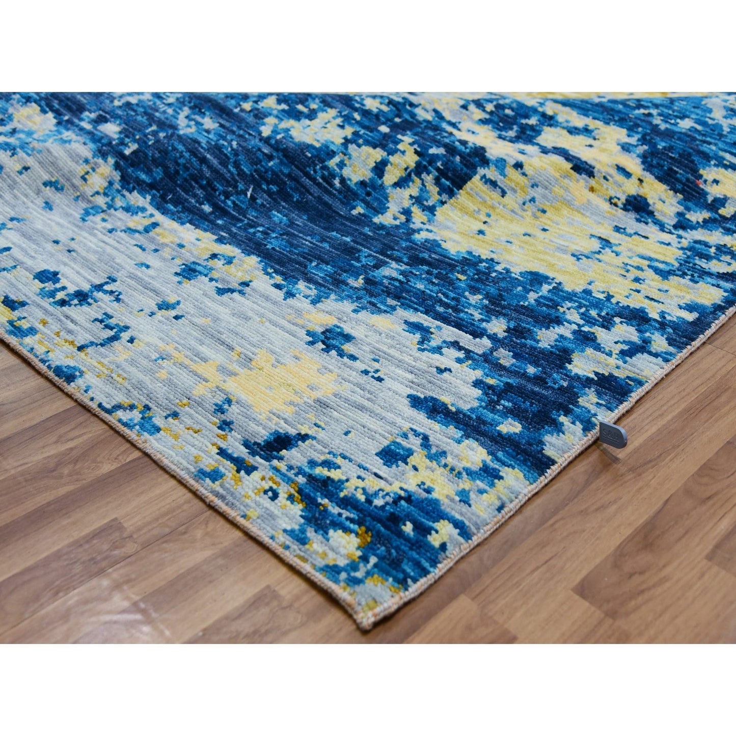 10'3"X13'9" Ivory Colorful Modern Abstract Design Wool Hand Knotted Rug