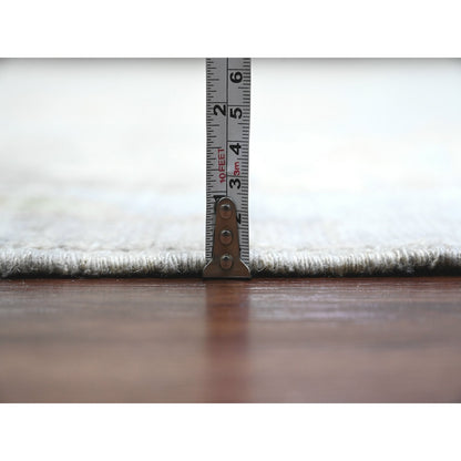 10'X13'8" Medium Gray Hand Knotted Angora Oushak Pure Wool Oriental Rug