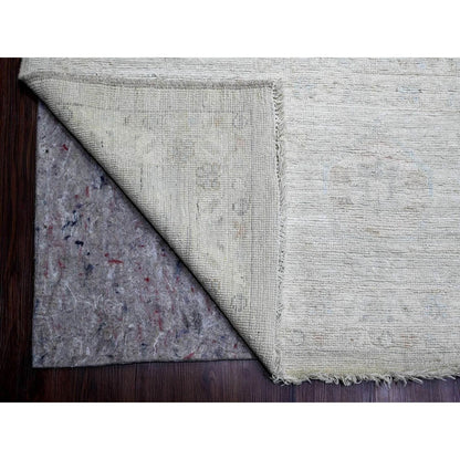 12'X14'8" White Hand Knotted Angora Oushak Leaf Design Wool Oversized Rug