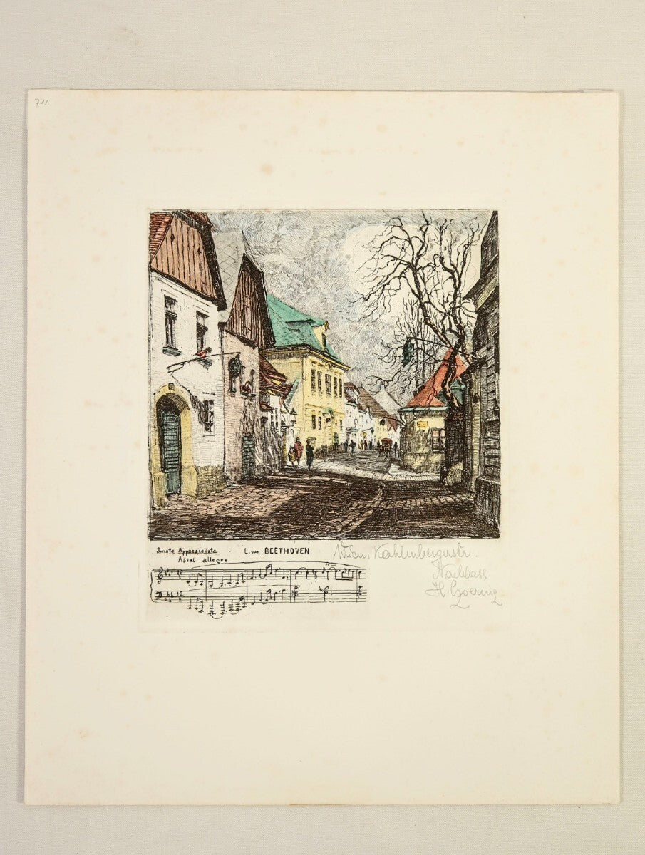 Herta Czerny Kovans Vienna Kahlenberger Strasse  Original Etching Signed Print