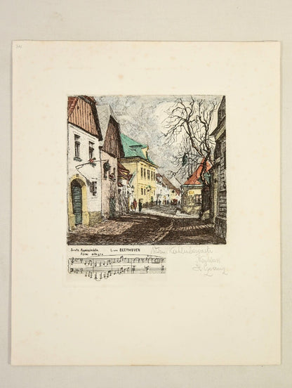 Herta Czerny Kovans Vienna Kahlenberger Strasse  Original Etching Signed Print