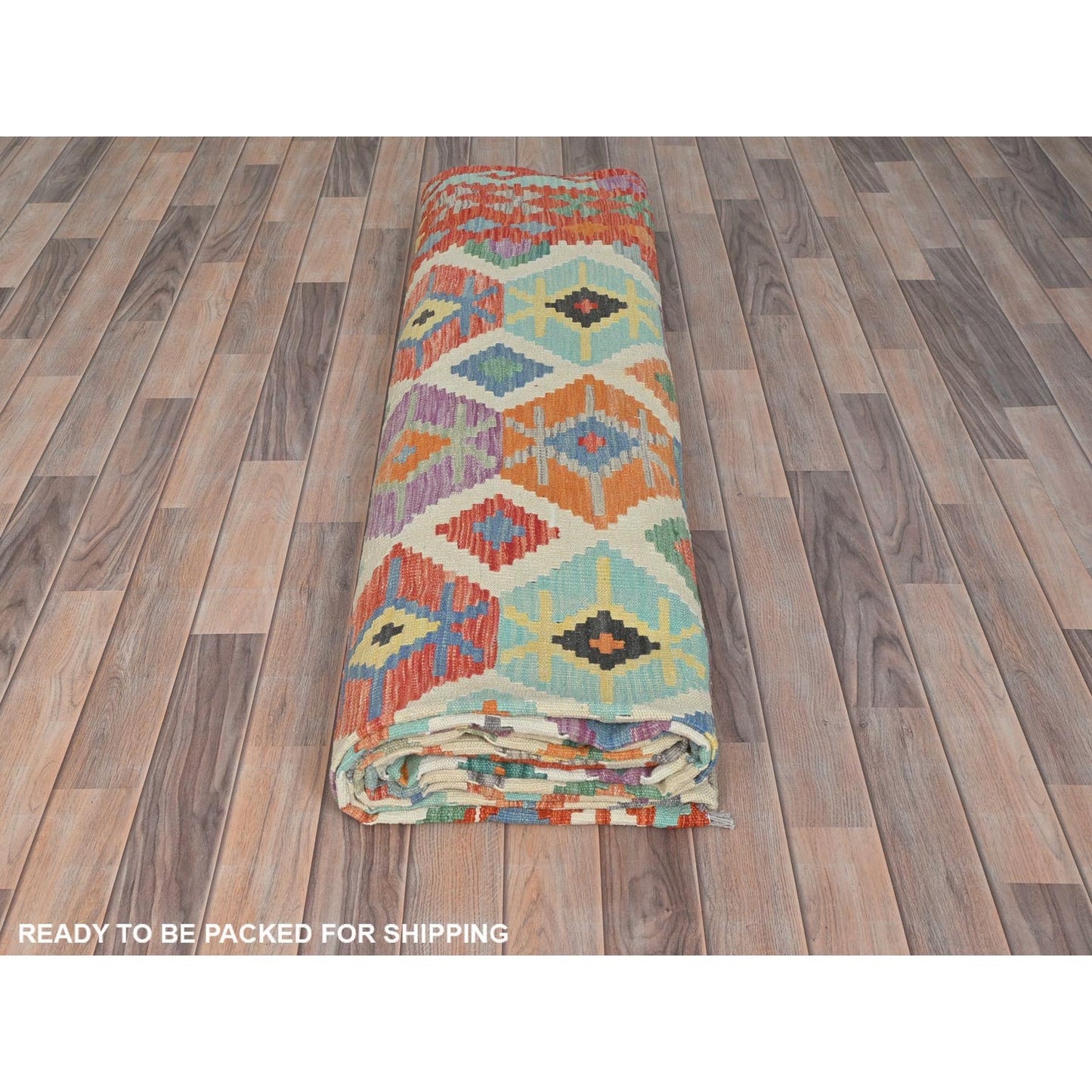10'X16'5" Colorful Pure Wool Hand Woven Afghan Kilim Oversized Rug