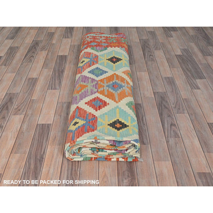 10'X16'5" Colorful Pure Wool Hand Woven Afghan Kilim Oversized Rug