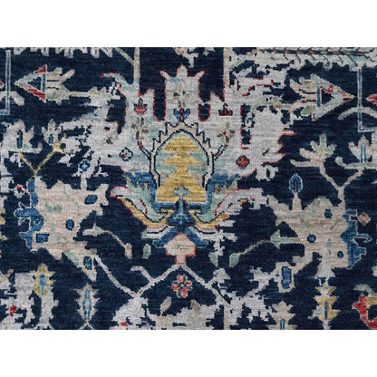 Hand Knotted Wool Rug 8'x9'10" Denim Blue Heris All Over Broken Design