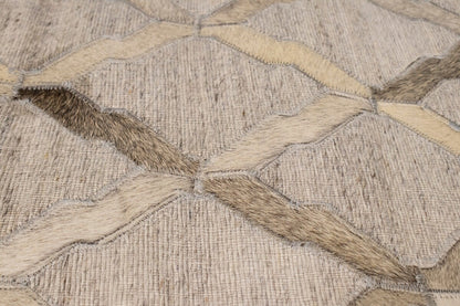 5X8 ft Handcrafted Silver Cowhide Rug