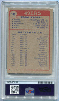 Joe Montana 1985 Topps 49Ers Team Card Autographed Psa Authenticated