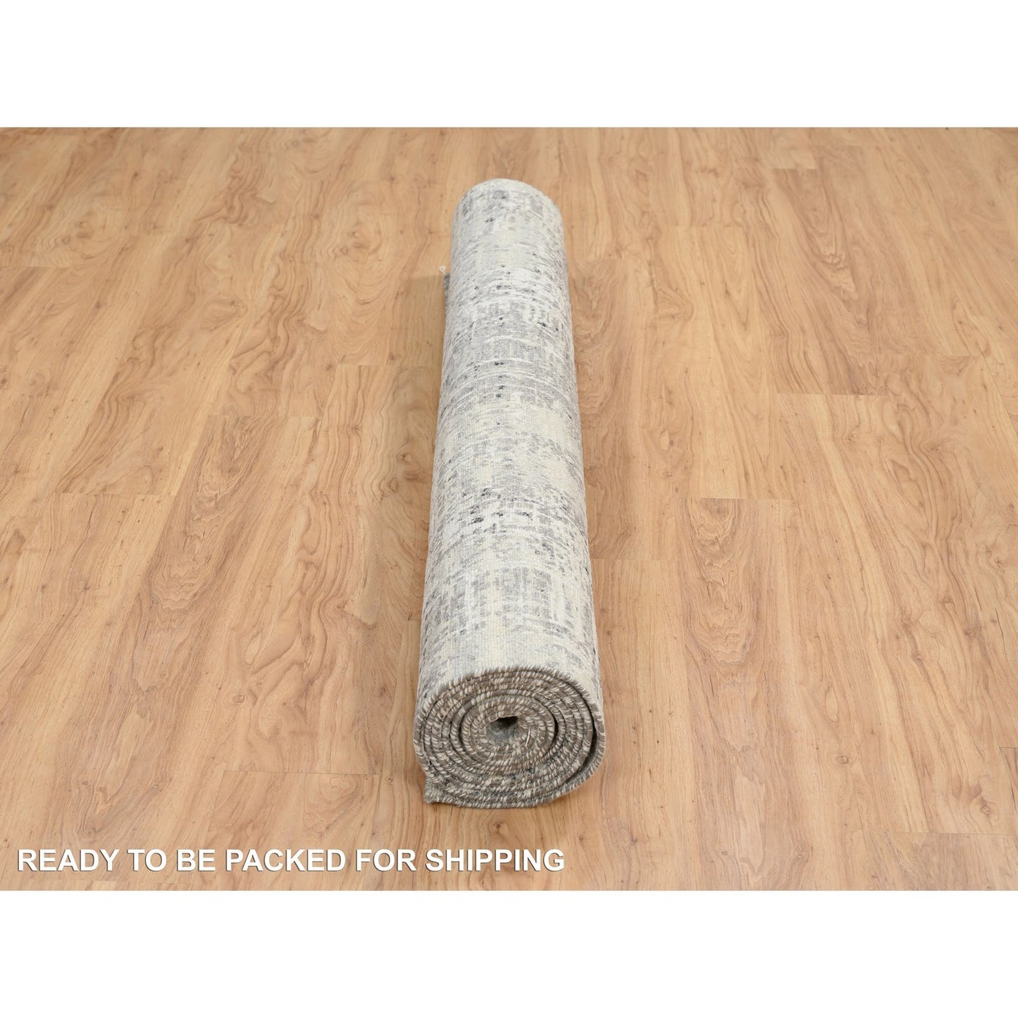 6'X11'10" Gray Wool Hand Knotted Modern Design Gallery Size Runner Rug